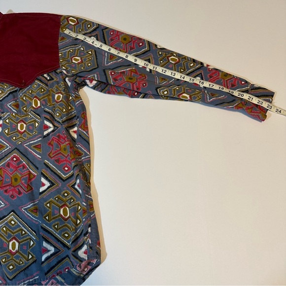 Vintage 90s Saddlebrook western Aztec print & Band Collar - Picture 5 of 7